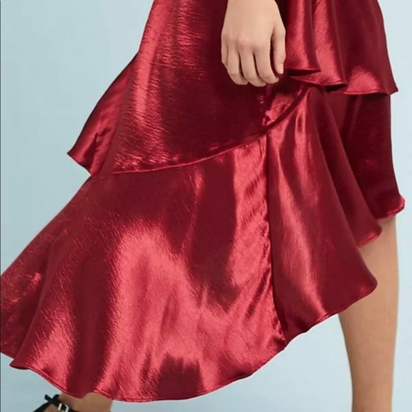 Anthropologie Moulinette Souers red satin skirt size XS - Picture 7 of 8